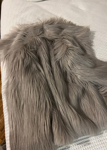 Sıfır Gri Lüks Suni Kürk Ceket / Kürk Mont - Görsel 8