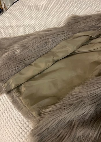 Sıfır Gri Lüks Suni Kürk Ceket / Kürk Mont - Görsel 6