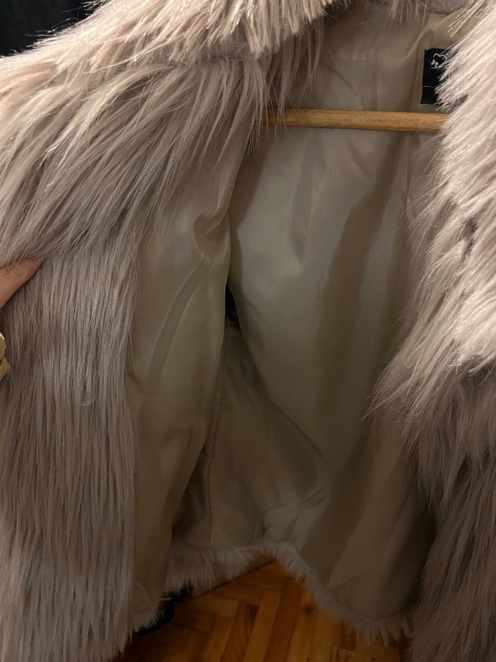 Sıfır Gri Lüks Suni Kürk Ceket / Kürk Mont - Görsel 3