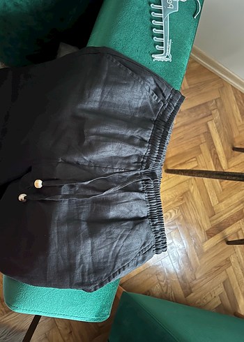 LCW Vision %100 Keten Beli Lastikli Siyah Pantolon - SIFIR - Görsel 9