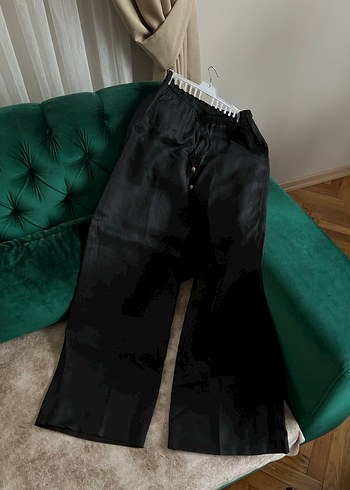 LCW Vision %100 Keten Beli Lastikli Siyah Pantolon - SIFIR - Görsel 5