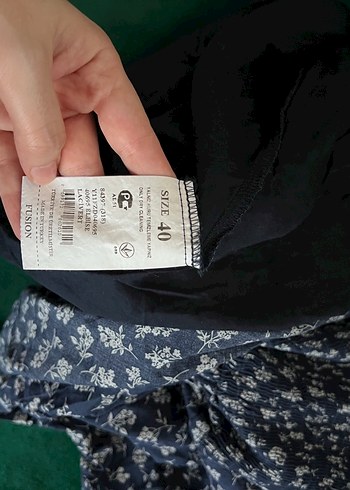  Lacivert Çiçekli & Dantel Detaylı Askılı Elbise - Görsel 3