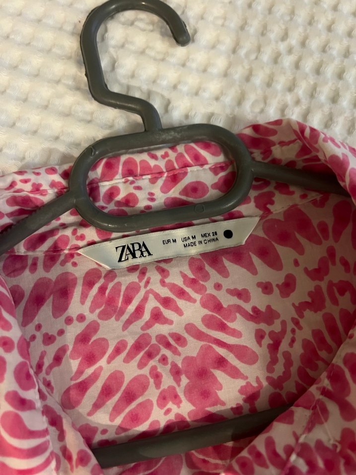  Zara Pembe Etnik Desenli Kuşaklı Mini Elbise - Görsel 3