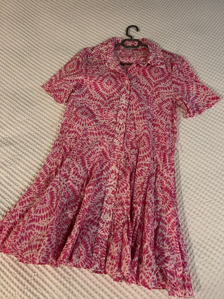  Zara Pembe Etnik Desenli Kuşaklı Mini Elbise - Görsel 2