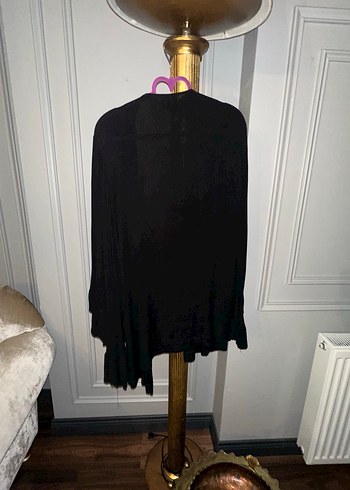 Siyah, Uzun Kollu, Gevşek Kesim Kadın Midi Hırka - Görsel 2