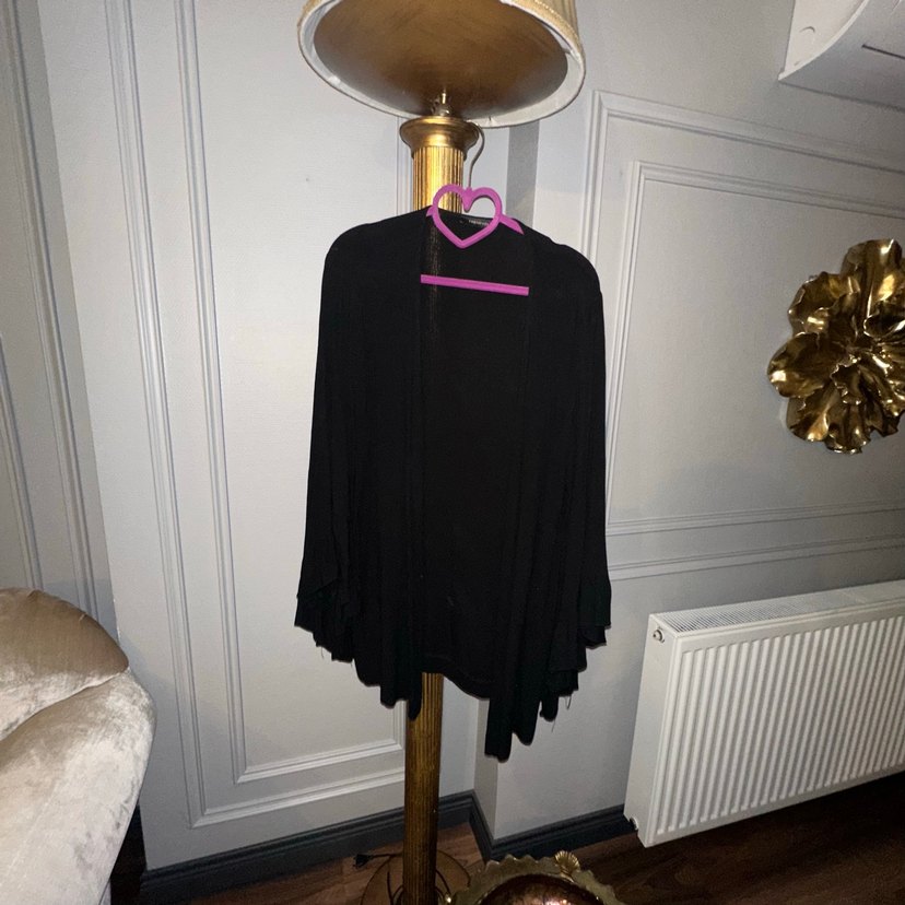 Siyah, Uzun Kollu, Gevşek Kesim Kadın Midi Hırka - Görsel 4