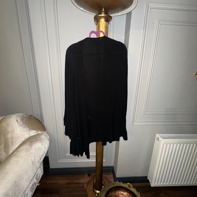 Siyah, Uzun Kollu, Gevşek Kesim Kadın Midi Hırka - Görsel 2