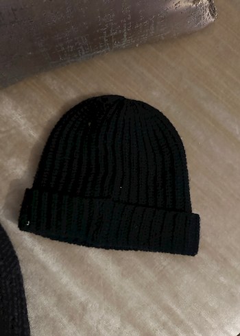 Siyah Taşlı Örgü Kadın Bere - Görsel 2