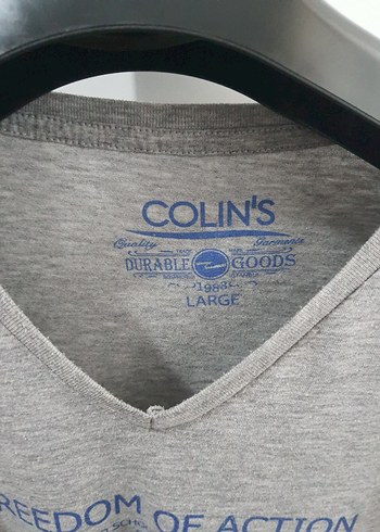 Colin's Gri Baskılı Erkek Tişört V Yaka