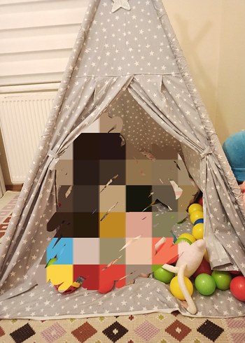 Yıldız Desenli Gri Çocuk Çadırı - Görsel 2