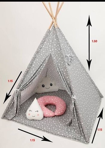 Yıldız Desenli Gri Çocuk Çadırı - Görsel 3