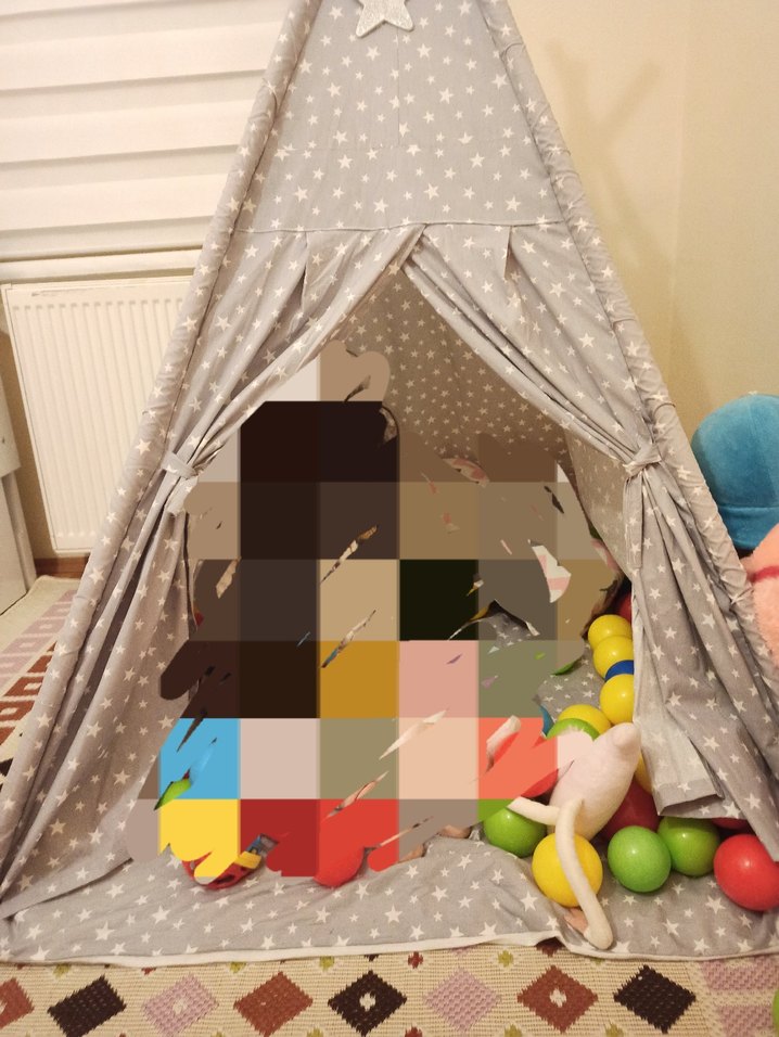 Yıldız Desenli Gri Çocuk Çadırı - Görsel 2