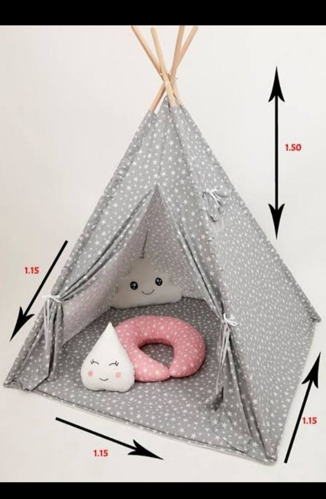 Yıldız Desenli Gri Çocuk Çadırı - Görsel 3