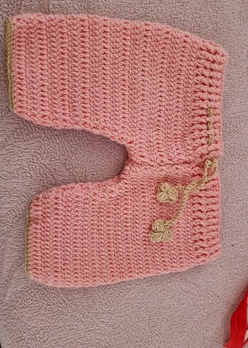 Pembe Örgü Kız Çocuk Pantolonu