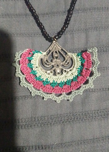 Bohem Oya İşlemeli Elişi Kadın Kolye - Görsel 3