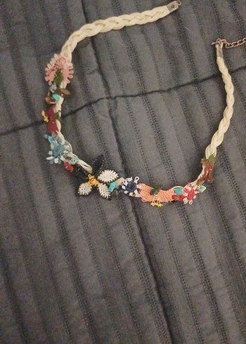 Renkli Nakışlı Uzun Bohem Mekik Oyası El Yapımı Kolye - Görsel 4
