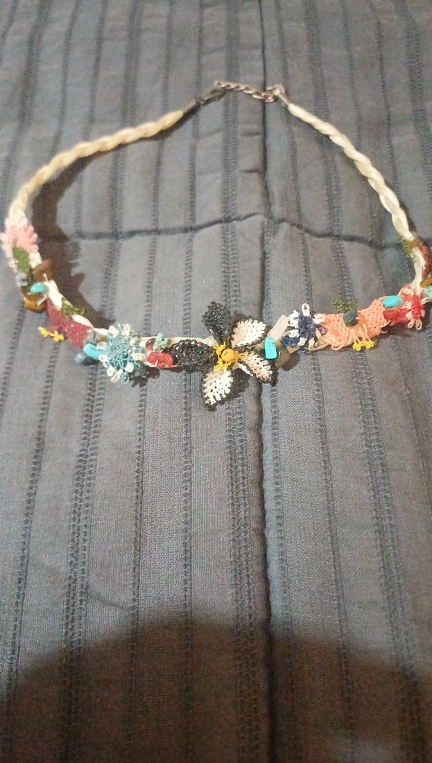 Renkli Nakışlı Uzun Bohem Mekik Oyası El Yapımı Kolye - Görsel 2