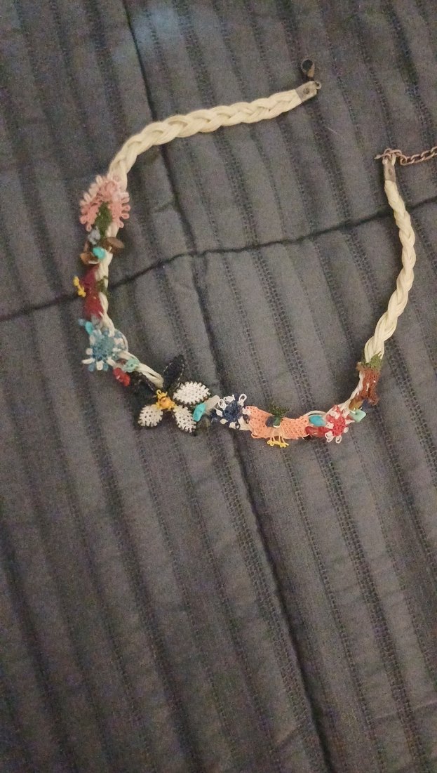 Renkli Nakışlı Uzun Bohem Mekik Oyası El Yapımı Kolye - Görsel 4