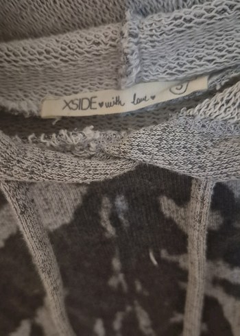 Kapüşonlu Gri Baskılı Kadın Sweatshirt - Görsel 2