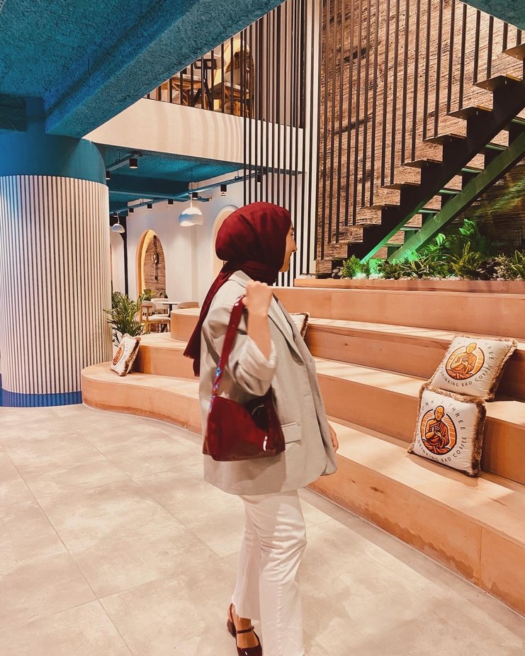 Drapeli Camel Gri Kadın Midi Blazer - Görsel 2