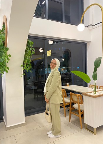 Kadın Haki Midi Boy Pamuklu Ofis Takım - Görsel 3