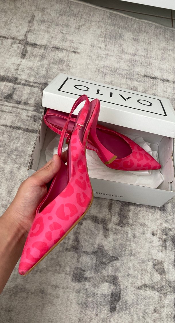 Pembe Desenli Topuklu Stiletto Kadın Ayakkabı - Görsel 3