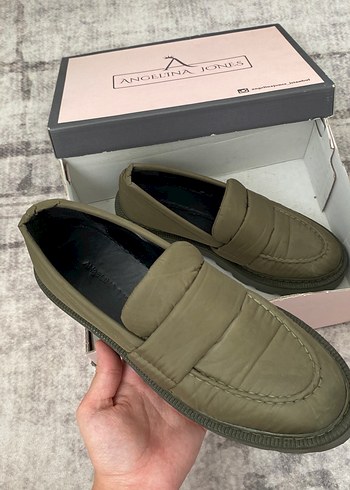 Kadın Haki Platform Topuklu Loafer Ayakkabı