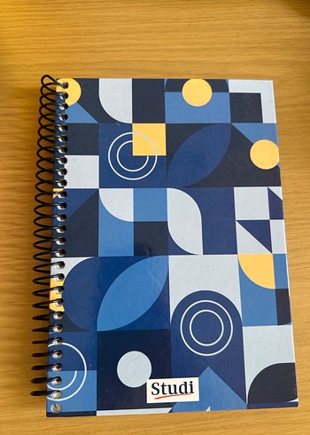 Studi Mavi Geometrik Desenli Spiralli Defter