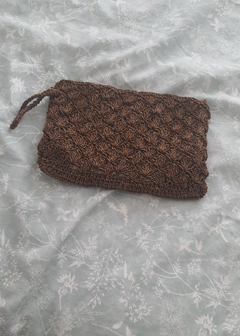 Diger Kahverengi Örgü Kadın Clutch Çanta