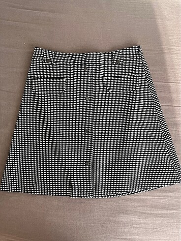 Pötikareli Siyah Beyaz Mini Çan Etek