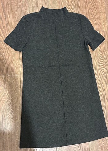 ZARA Gri Kadın Midi Kısa Kollu Elbise