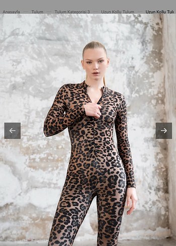 LİSMİNA Leopar Desenli Uzun Kollu Kadın Tulum - Görsel 4