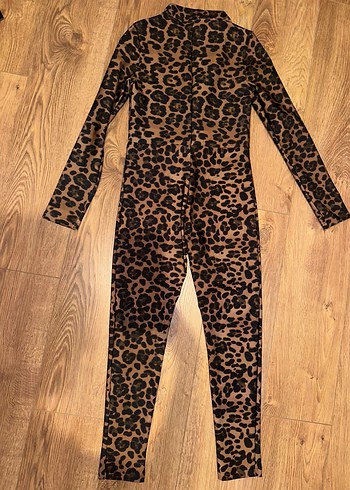 LİSMİNA Leopar Desenli Uzun Kollu Kadın Tulum - Görsel 7