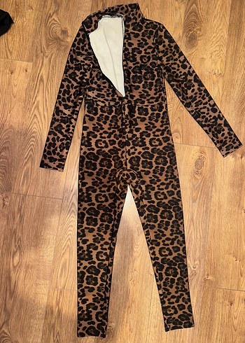 LİSMİNA Leopar Desenli Uzun Kollu Kadın Tulum - Görsel 5