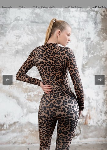 LİSMİNA Leopar Desenli Uzun Kollu Kadın Tulum - Görsel 3