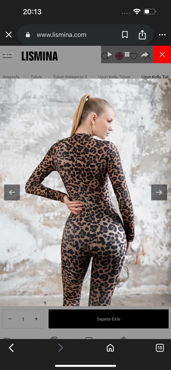 LİSMİNA Leopar Desenli Uzun Kollu Kadın Tulum - Görsel 3