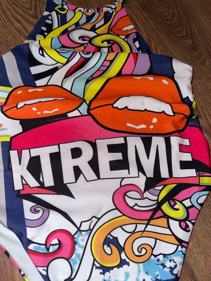 Renkli Pop Art Desenli Kadın Mayo - Görsel 2