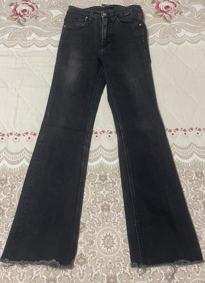 Gri Bol Kesim Midi Boy Kadın Kot Pantolon - Görsel 2