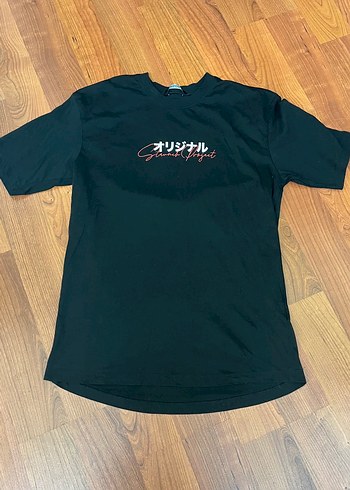 Siyah Oversize Baskılı Erkek Tişört