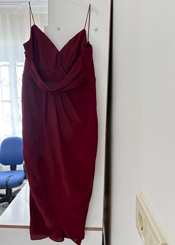 Bordo Anvelop kesim midi Abiye Elbise
