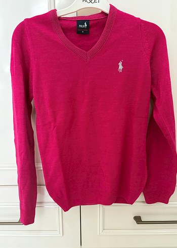 Polo Pembe V Yaka Uzun Kollu Kazak