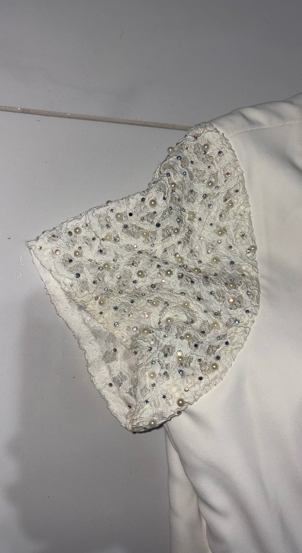 Dantel İşlemeli Beyaz Midi Elbise - Görsel 3