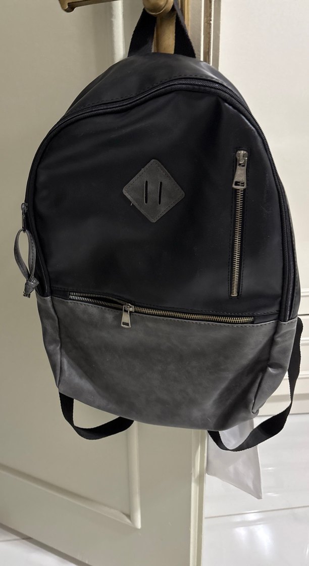 Siyah DEFACTO Gri Deri Fermuarlı Kadın Sırt Çantası - Görsel 5