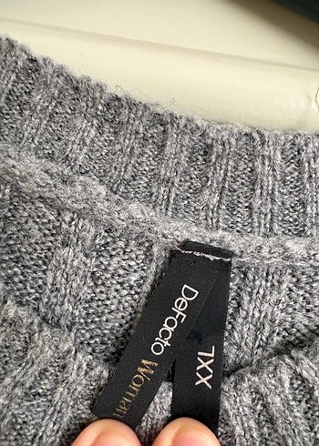 Gri Örgü Kadın  Uzun Kollu Triko - Görsel 2