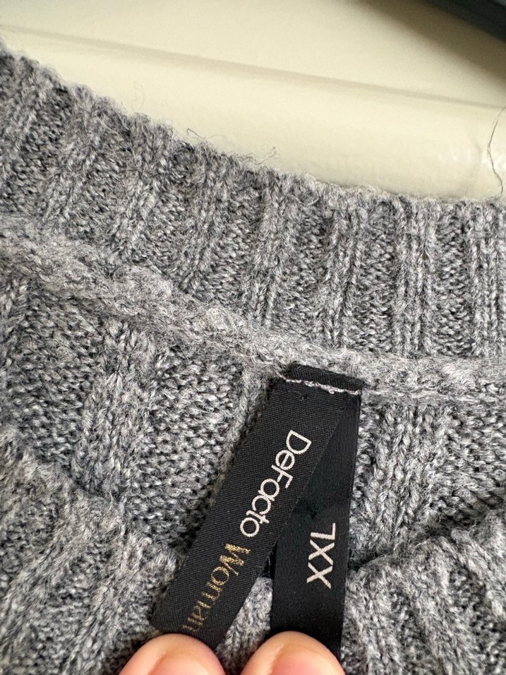 Gri Örgü Kadın  Uzun Kollu Triko - Görsel 2