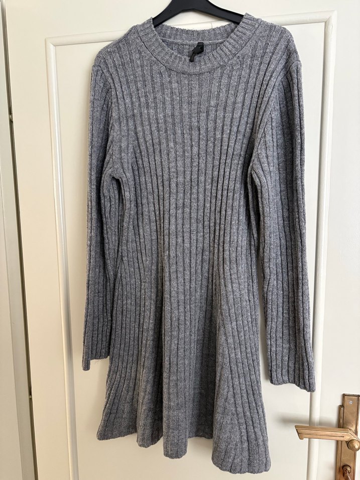 Gri Örgü Kadın  Uzun Kollu Triko - Görsel 3