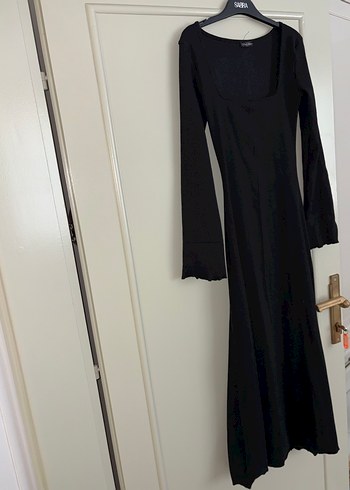 Uzun Kollu Siyah Gotik Uzun Elbise - Görsel 2