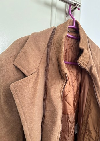 Düğmeli Bej Süet Unisex Kaban - Görsel 2