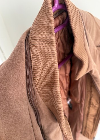 Düğmeli Bej Süet Unisex Kaban - Görsel 5