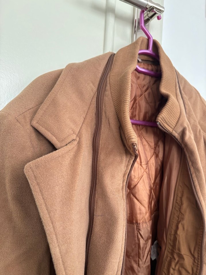 Düğmeli Bej Süet Unisex Kaban - Görsel 2